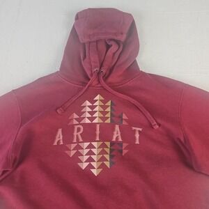 Ariat Real Maroon Hoodie‎ Women's Medium Chest Graphic Logo Hood Real Beartooth